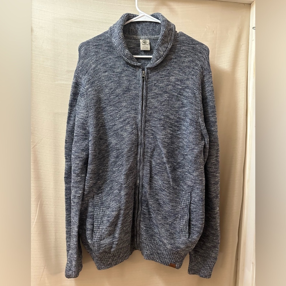 Timberland Knit Zip-Up Sweater Men’s Medium Shawl Collar Winter Fall Vibes